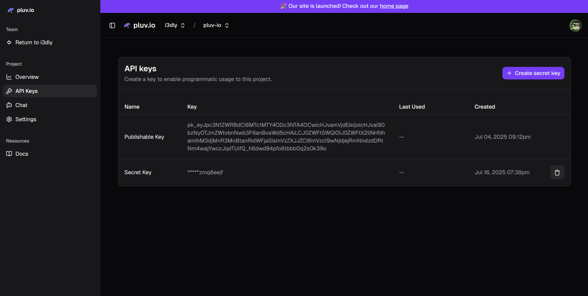 project api keys